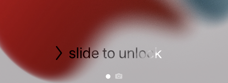 The Lock Screen with the shimmering slide to unlock