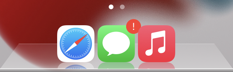 The Dock as an iOS 6 glass shelf with reflections